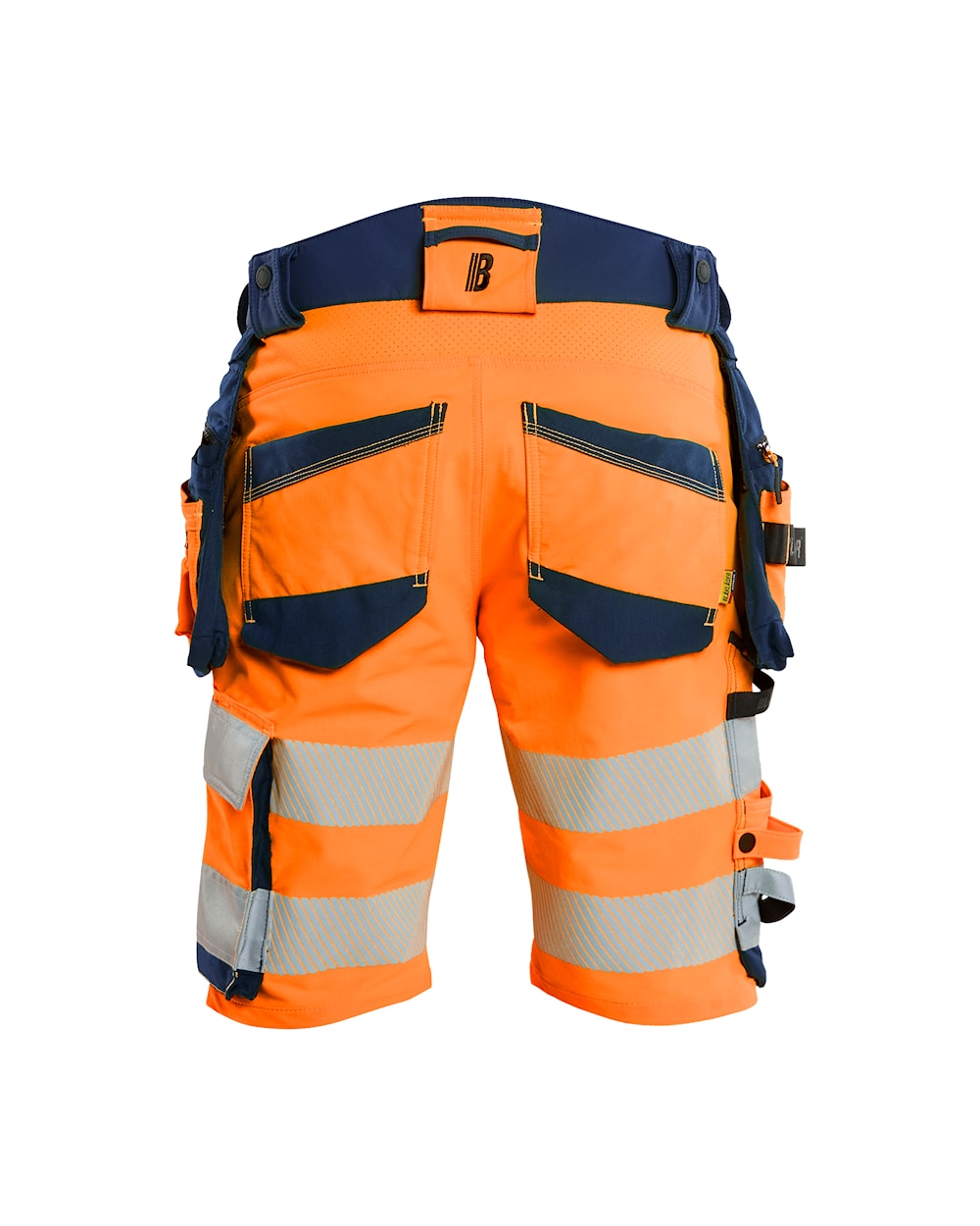 High Vis Short 4-weg stretch HIGH VIS ORANJE/MARINEBLAUW