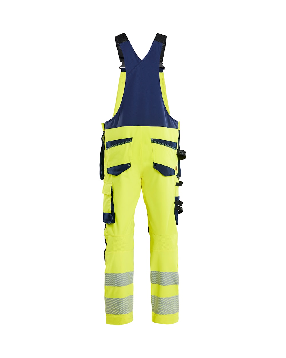 High Vis Bretelbroek 4-weg stretch HIGH VIS GEEL/MARINEBLAUW
