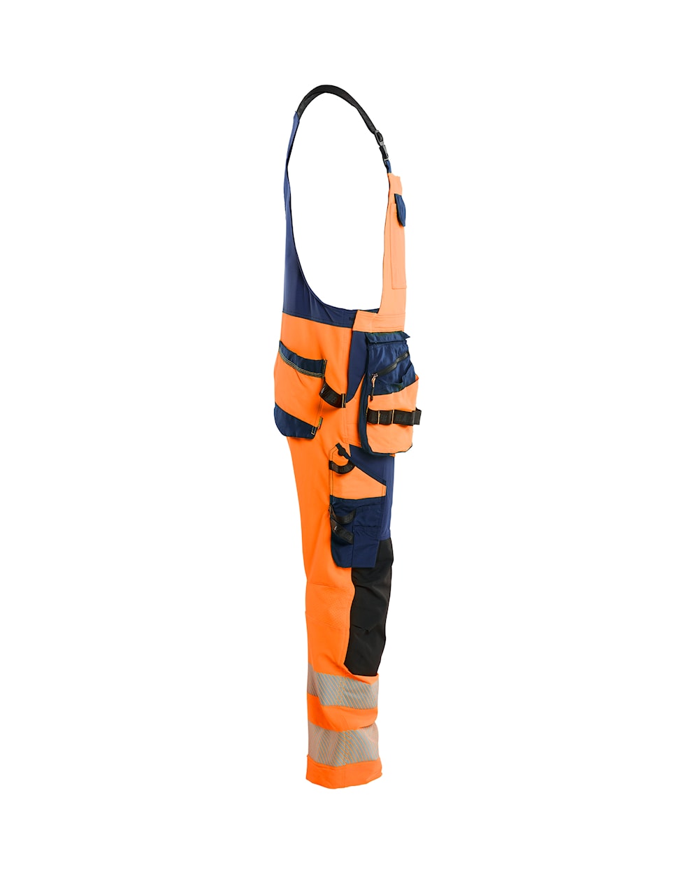 High Vis Bretelbroek 4-weg stretch HIGH VIS ORANJE/MARINEBLAUW