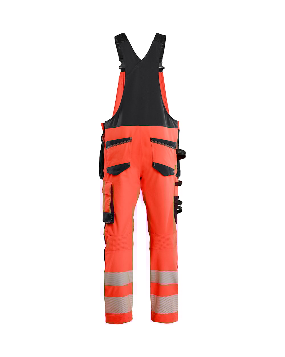 High Vis Bretelbroek 4-weg stretch HIGH VIS ROOD/ZWART