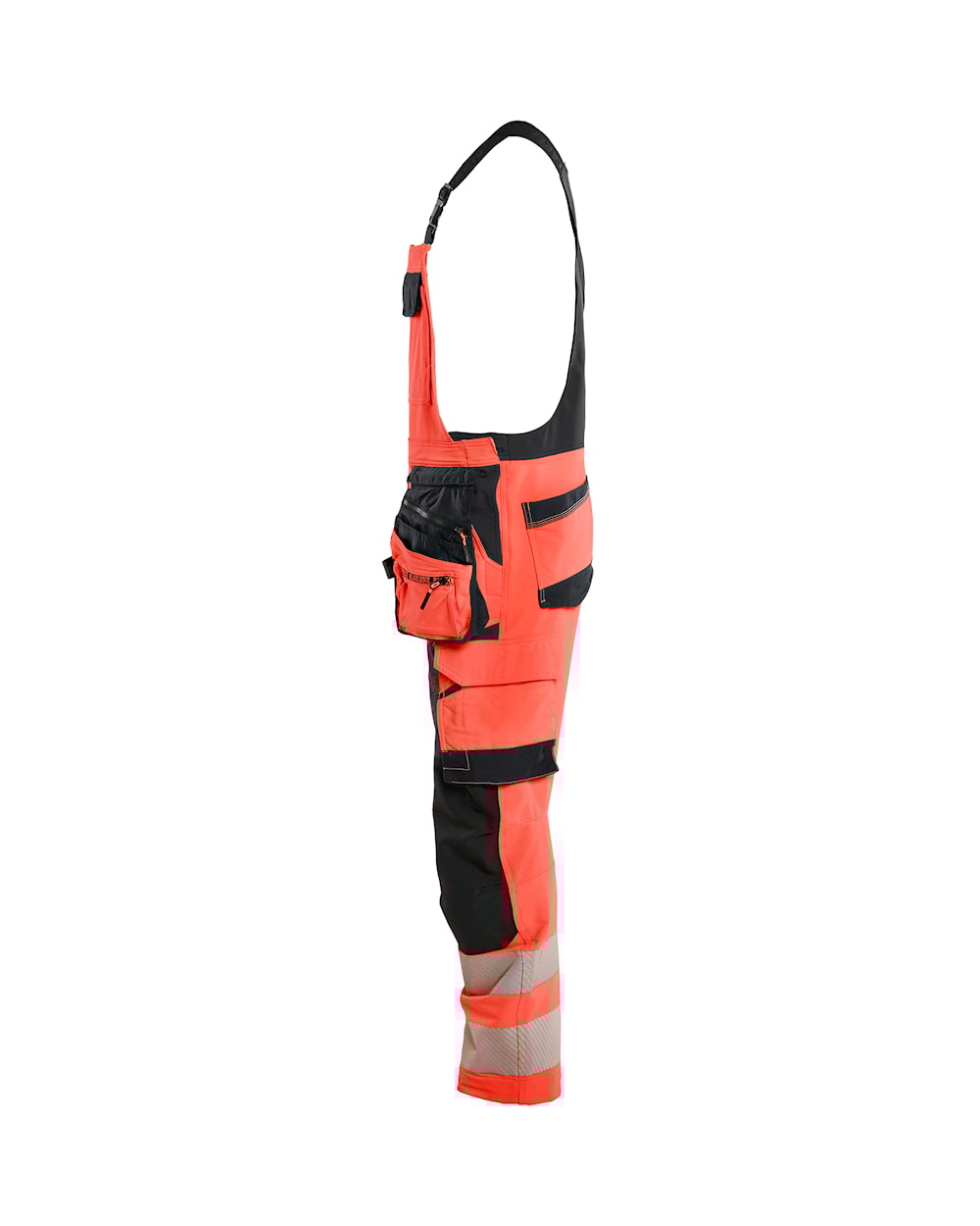 High Vis Bretelbroek 4-weg stretch HIGH VIS ROOD/ZWART