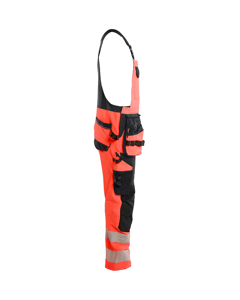High Vis Bretelbroek 4-weg stretch HIGH VIS ROOD/ZWART