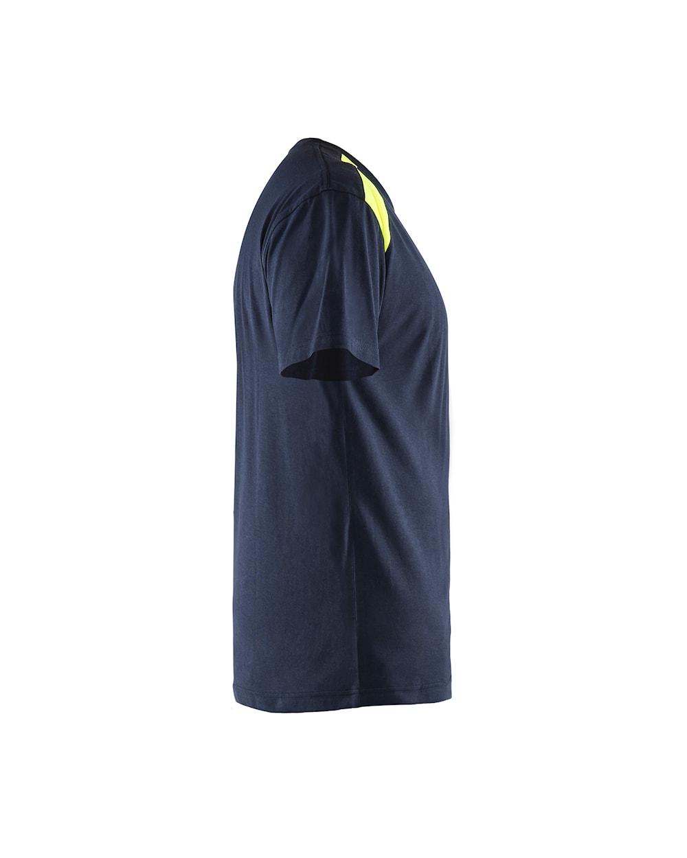 T-shirt bi-colour DONKER MARINEBLAUW/HIGH VIS GEEL