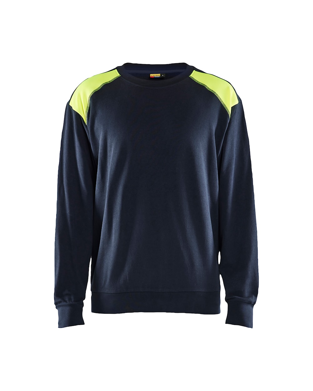 Sweatshirt bi-colour DONKER MARINEBLAUW/HIGH VIS GEEL