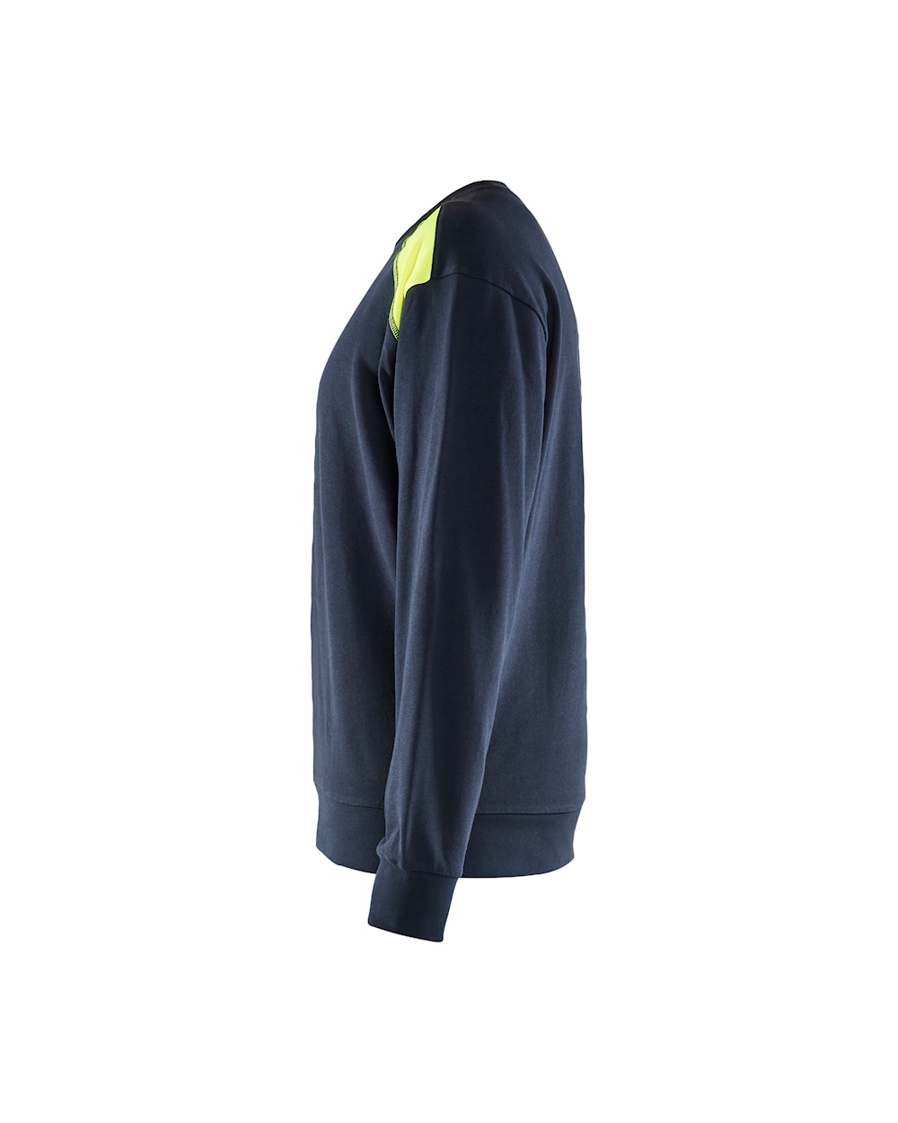 Sweatshirt bi-colour DONKER MARINEBLAUW/HIGH VIS GEEL