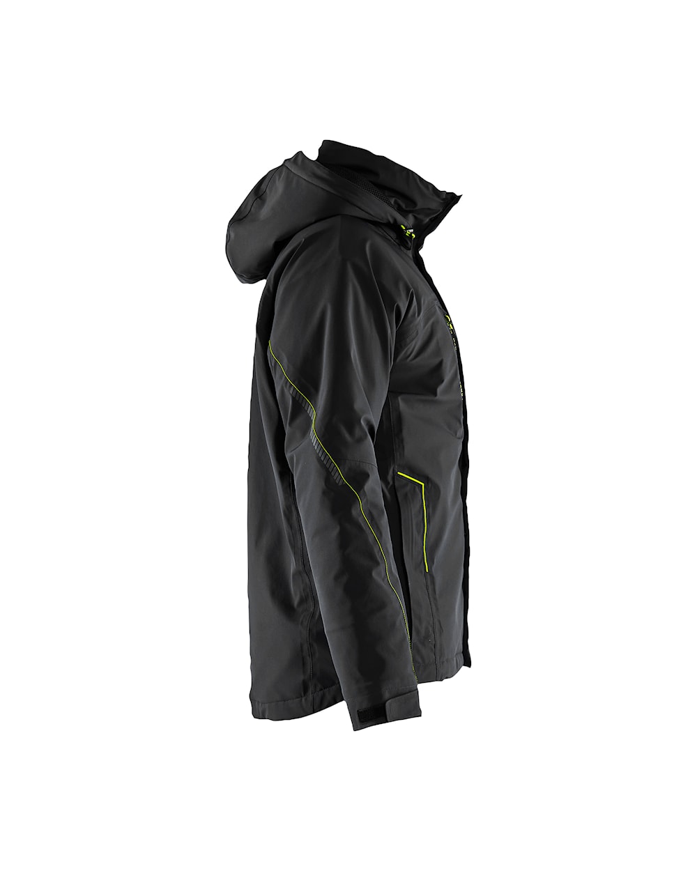 Lichtgewicht winterjas 4-weg stretch ZWART/HIGH VIS GEEL