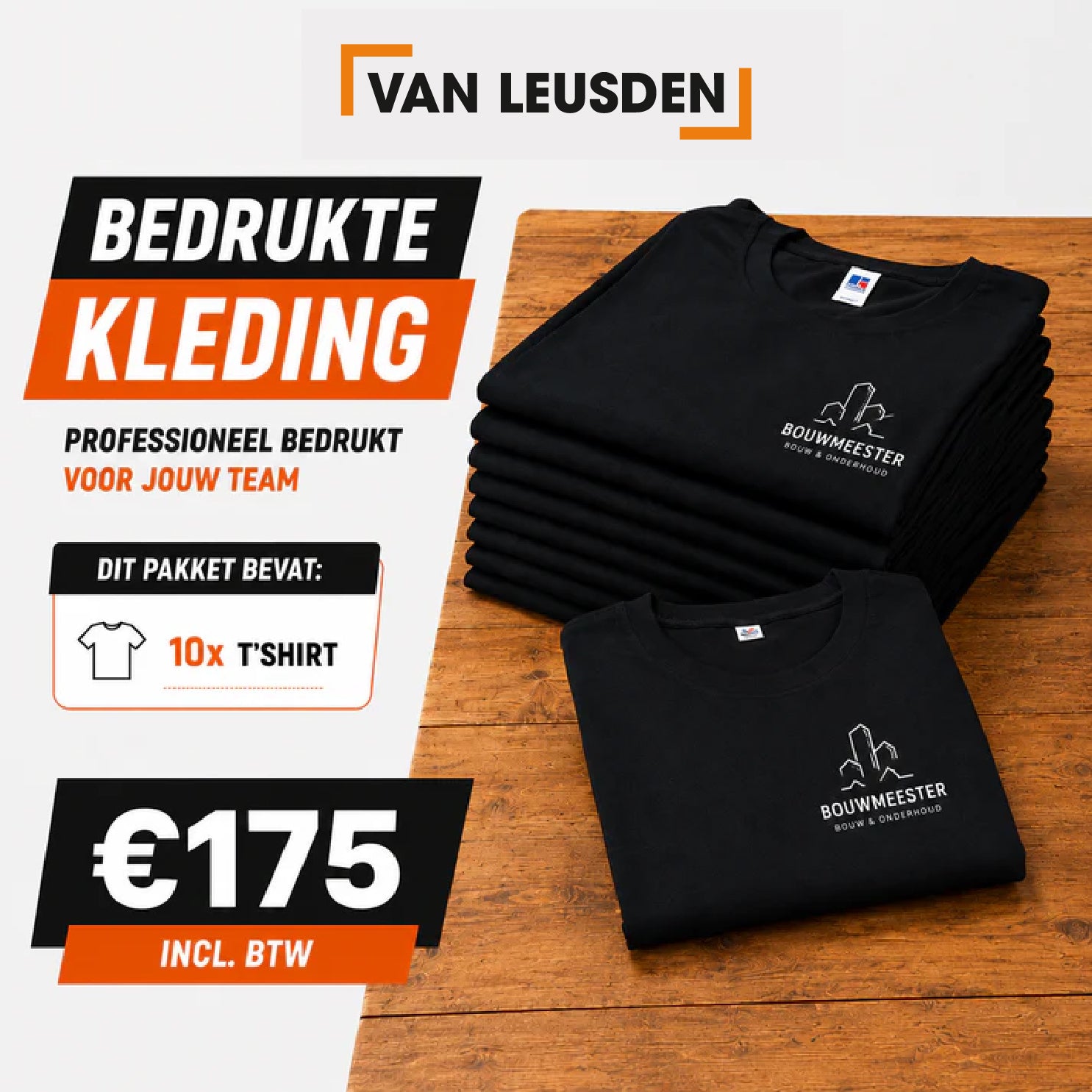 10X T-shirt Bedrukt Actie Pakket
