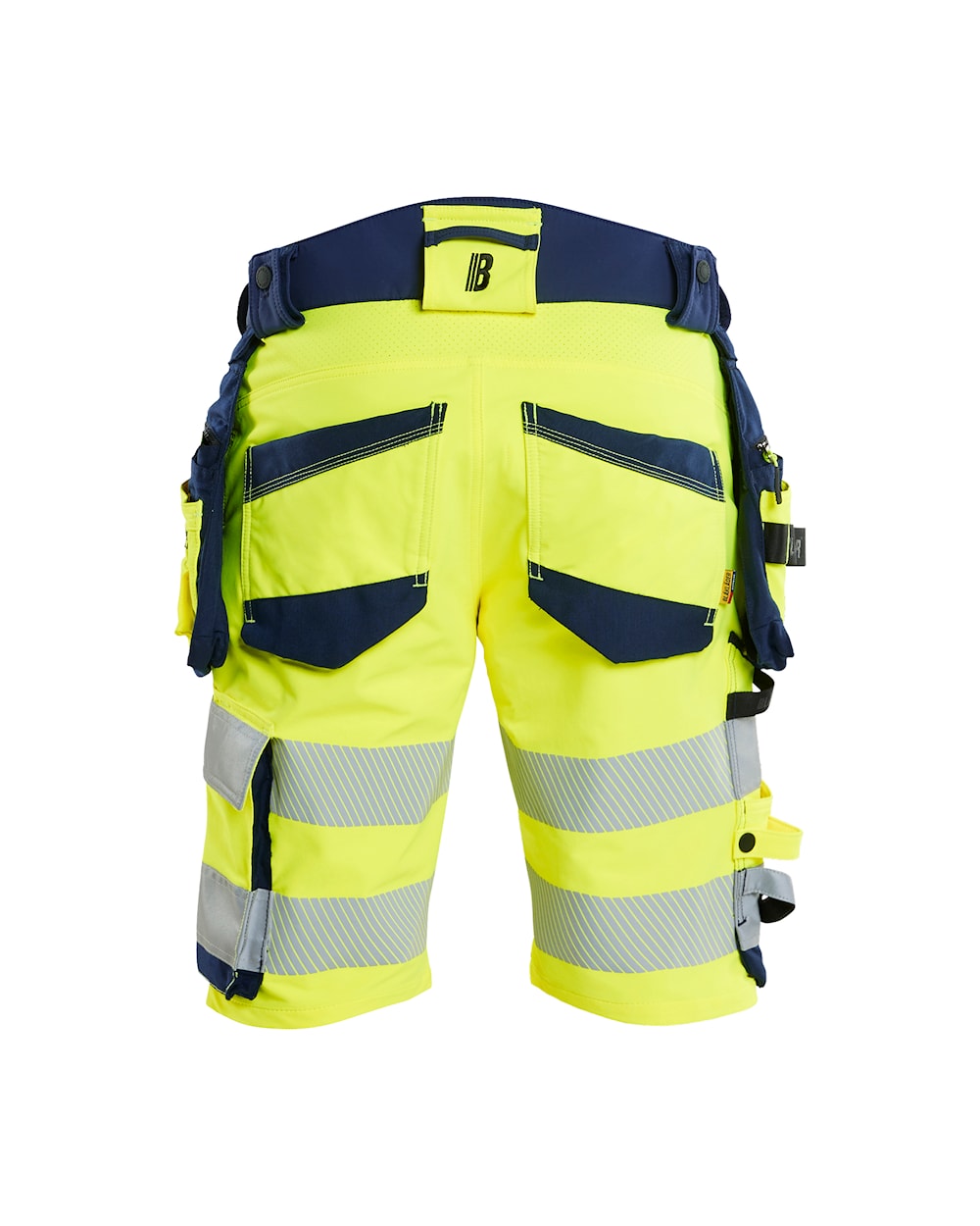 High Vis Short 4-weg stretch HIGH VIS GEEL/MARINEBLAUW