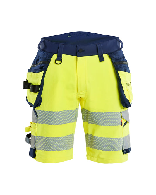 High Vis Short 4-weg stretch HIGH VIS GEEL/MARINEBLAUW