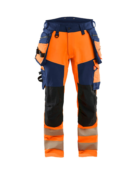 High Vis werkbroek 4-weg stretch HIGH VIS ORANJE/MARINEBLAUW