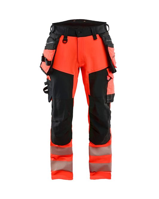 High Vis werkbroek 4-weg stretch HIGH VIS ROOD/ZWART