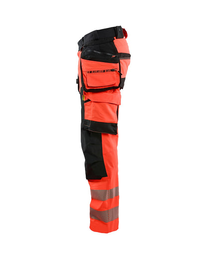 High Vis werkbroek 4-weg stretch HIGH VIS ROOD/ZWART