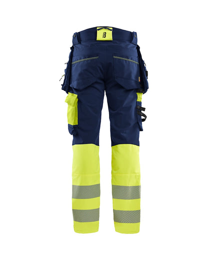 High Vis werkbroek 4-weg stretch MARINE/HIGH VIS GEEL