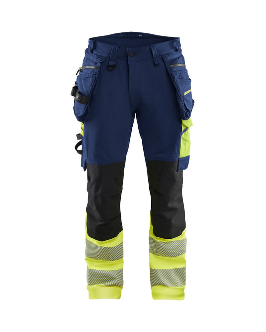 High Vis werkbroek 4-weg stretch MARINE/HIGH VIS GEEL