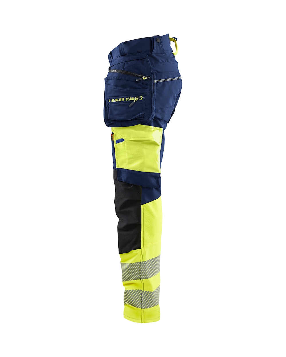 High Vis werkbroek 4-weg stretch MARINE/HIGH VIS GEEL