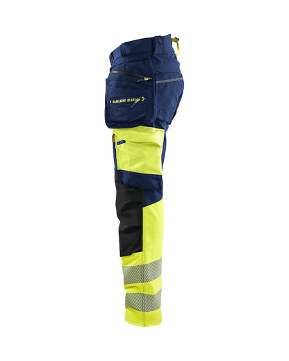 High Vis werkbroek 4-weg stretch MARINE/HIGH VIS GEEL