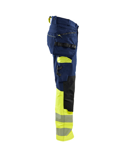 High Vis werkbroek 4-weg stretch MARINE/HIGH VIS GEEL