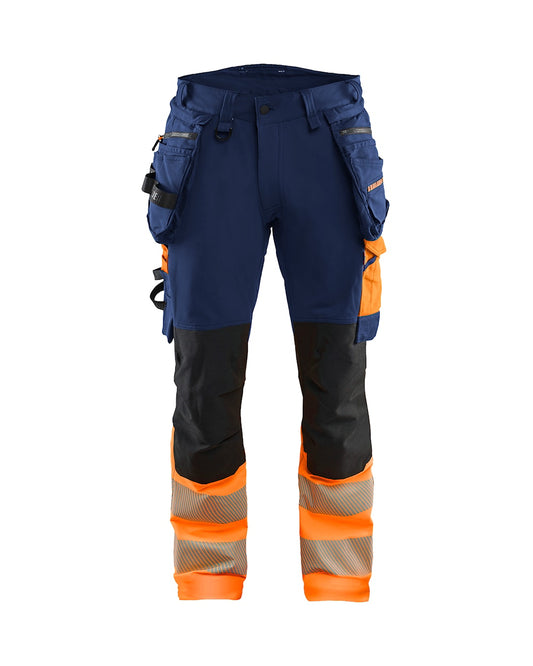 High Vis werkbroek 4-weg stretch MARINEBLAUW/ORANJE