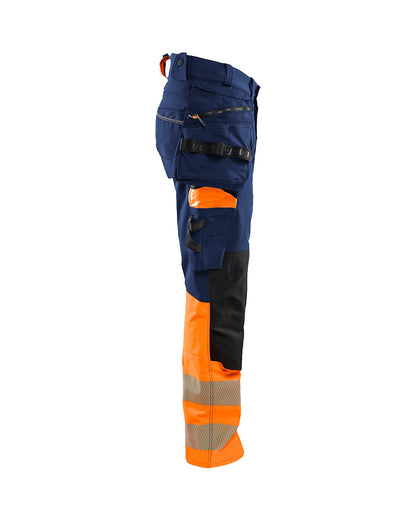 High Vis werkbroek 4-weg stretch MARINEBLAUW/ORANJE