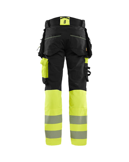 High Vis werkbroek 4-weg stretch ZWART/HIGH VIS GEEL