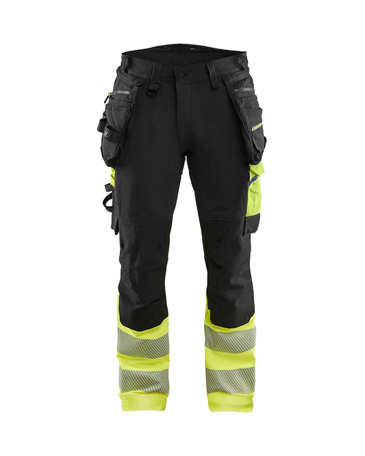 High Vis werkbroek 4-weg stretch ZWART/HIGH VIS GEEL