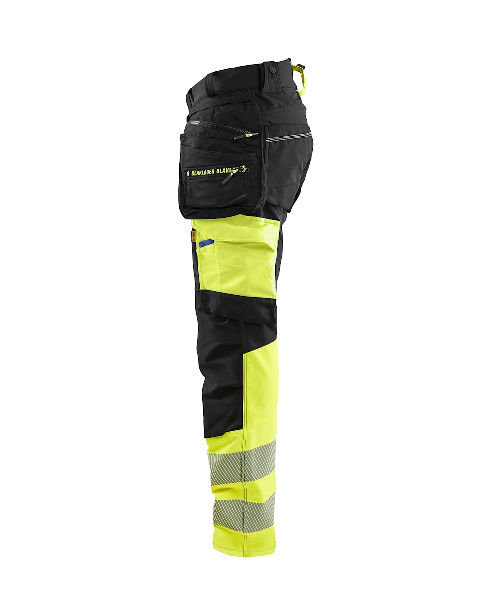 High Vis werkbroek 4-weg stretch ZWART/HIGH VIS GEEL