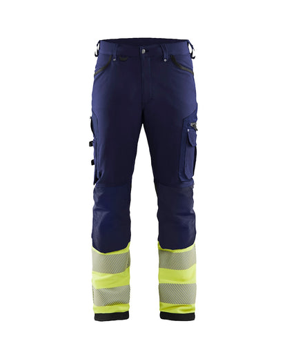 High Vis Werkbroek 4-weg stretch MARINE/HIGH VIS GEEL