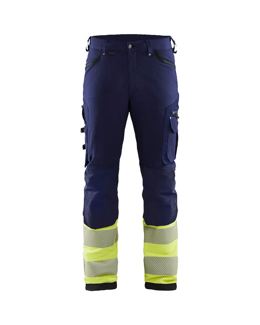 High Vis Werkbroek 4-weg stretch MARINE/HIGH VIS GEEL