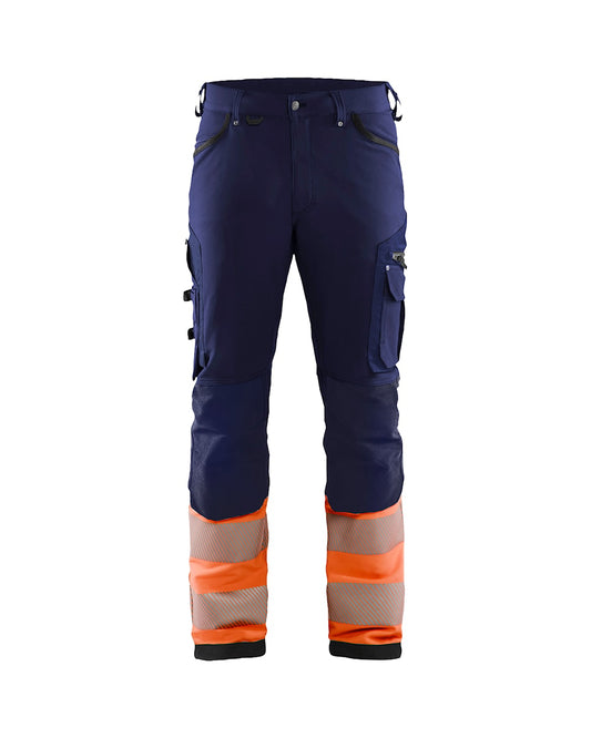 High Vis Werkbroek 4-weg stretch MARINEBLAUW/ORANJE