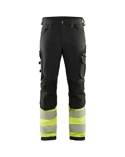High Vis Werkbroek 4-weg stretch ZWART/HIGH VIS GEEL