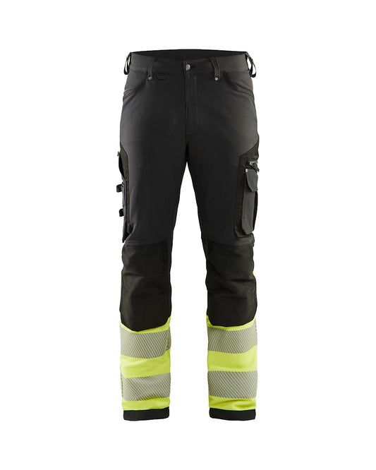 High Vis Werkbroek 4-weg stretch ZWART/HIGH VIS GEEL