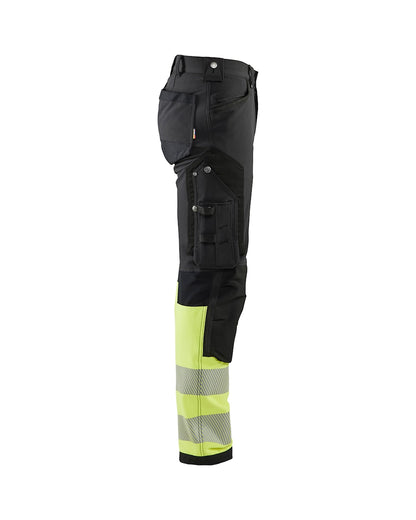 High Vis Werkbroek 4-weg stretch ZWART/HIGH VIS GEEL