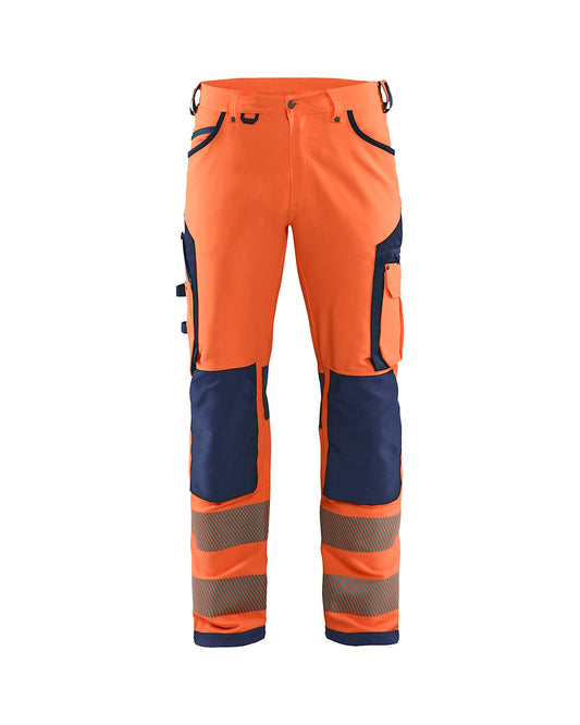 High Vis werkbroek 4-weg stretch HIGH VIS ORANJE/MARINEBLAUW