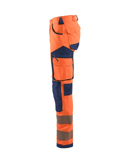 High Vis werkbroek 4-weg stretch HIGH VIS ORANJE/MARINEBLAUW
