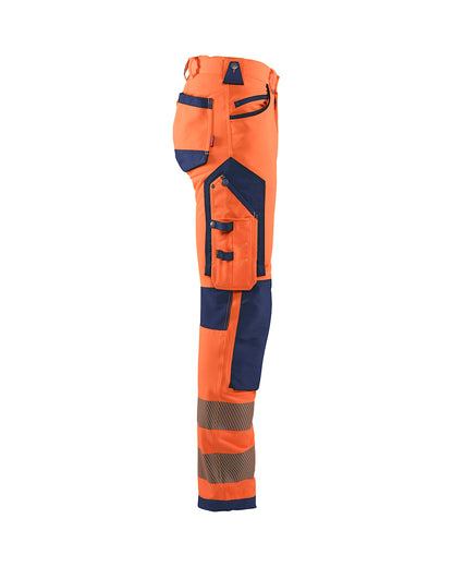 High Vis werkbroek 4-weg stretch HIGH VIS ORANJE/MARINEBLAUW