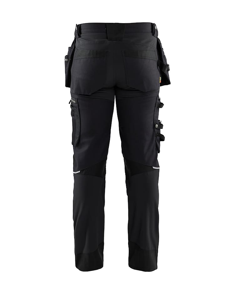 Werkbroek met stretch en gereedschapszakken katoen