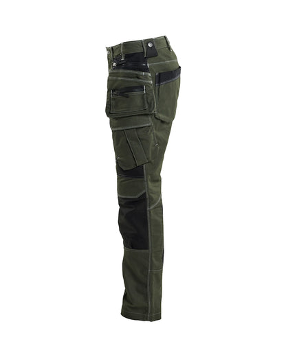Werkbroek denim stretch X1900 Donker groen/ Zwart