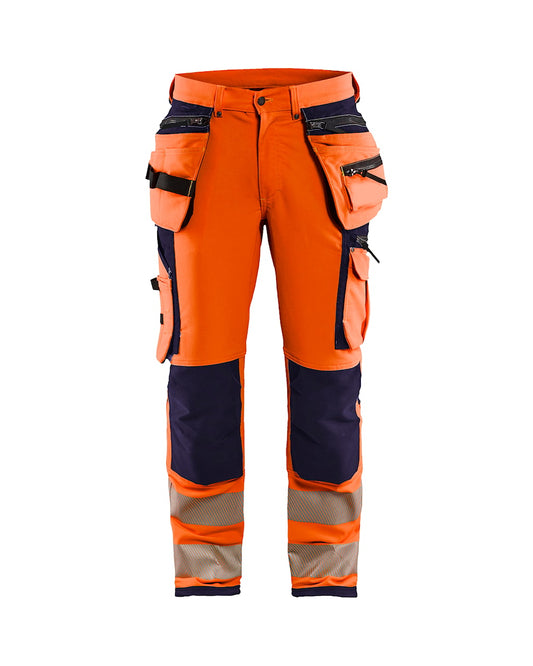 High Vis werkbroek 4-weg stretch HIGH VIS ORANJE/MARINEBLAUW