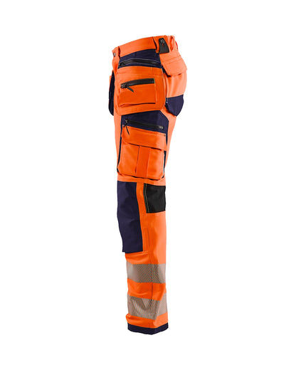High Vis werkbroek 4-weg stretch HIGH VIS ORANJE/MARINEBLAUW