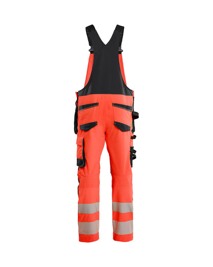 High Vis Bretelbroek 4-weg stretch HIGH VIS ROOD/ZWART