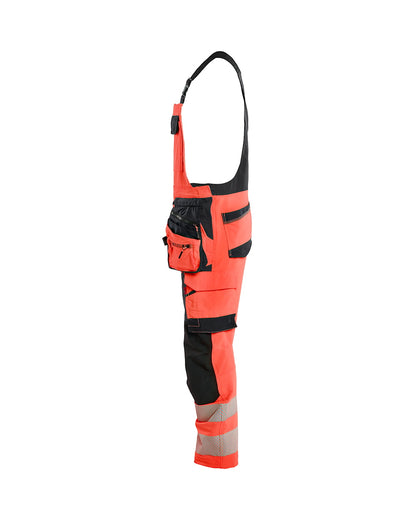 High Vis Bretelbroek 4-weg stretch HIGH VIS ROOD/ZWART