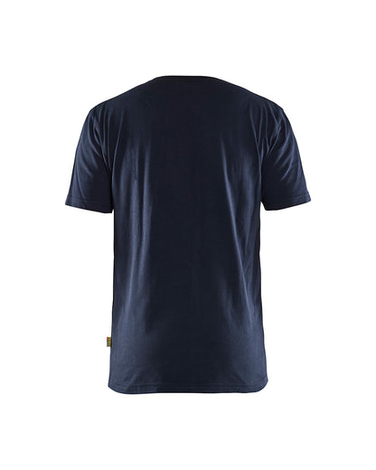 T-shirt bi-colour DONKER MARINEBLAUW/HIGH VIS GEEL