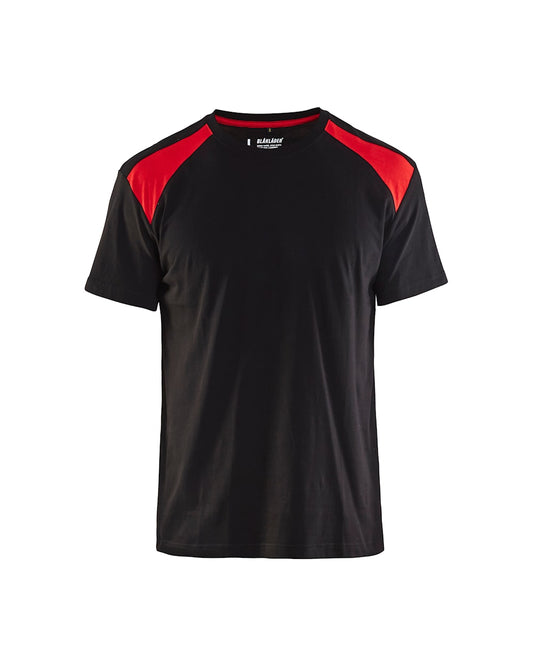 T-shirt bi-colour ZWART/ ROOD